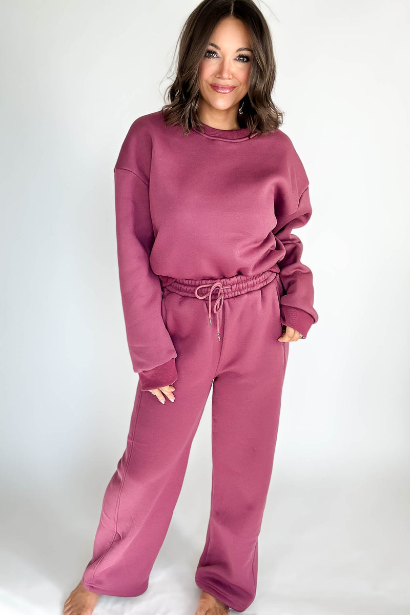 Cozy Dark Mauve Sweatshirt Top