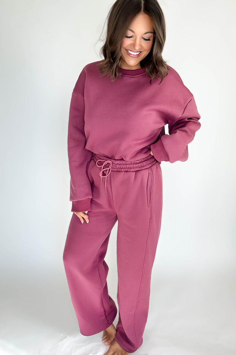 Cozy Dark Mauve Sweatshirt Top