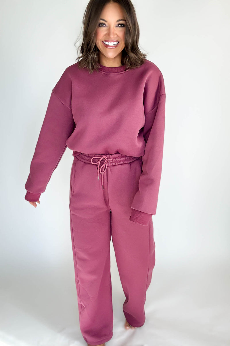 Cozy Dark Mauve Sweatshirt Top