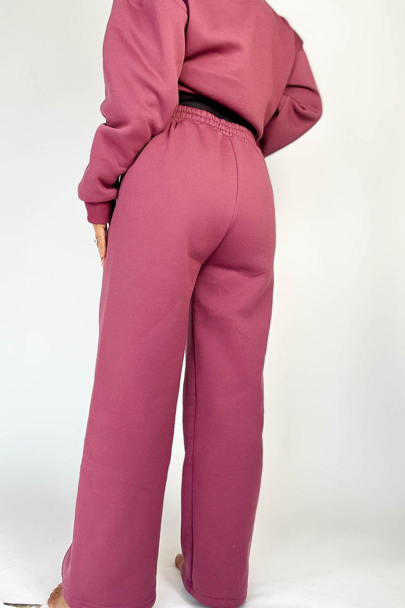 Cozy Dark Mauve Sweat Straight Leg Pant