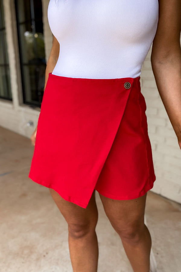 Red Hot Denim Skort