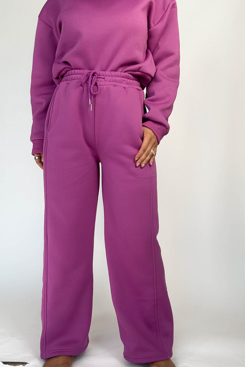 Cozy Grape Sweat Straight Leg Pant