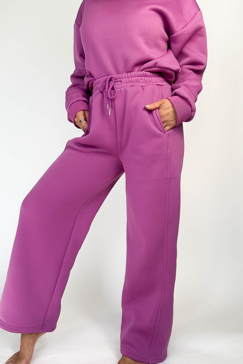 Cozy Grape Sweat Straight Leg Pant