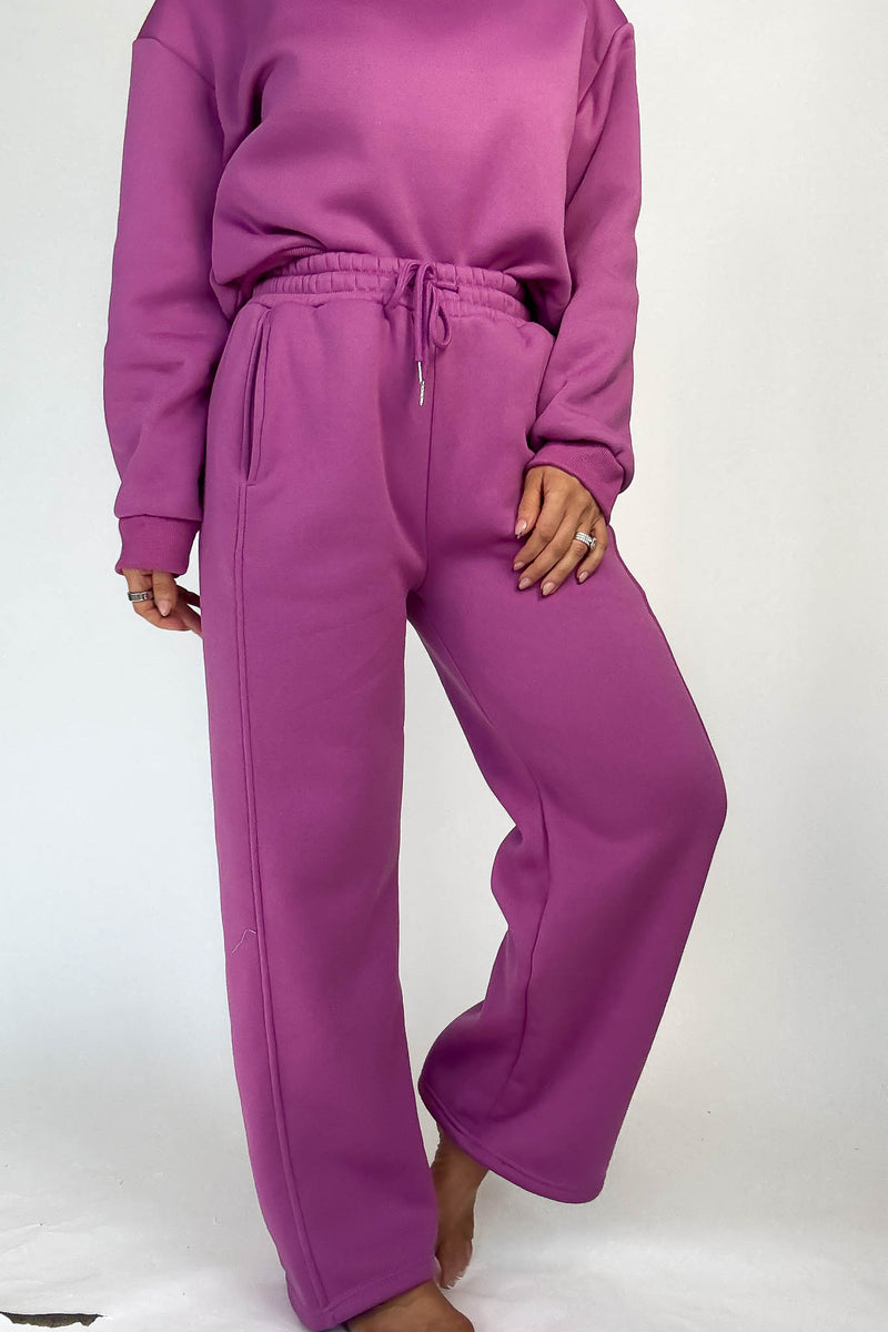 Cozy Grape Sweat Straight Leg Pant
