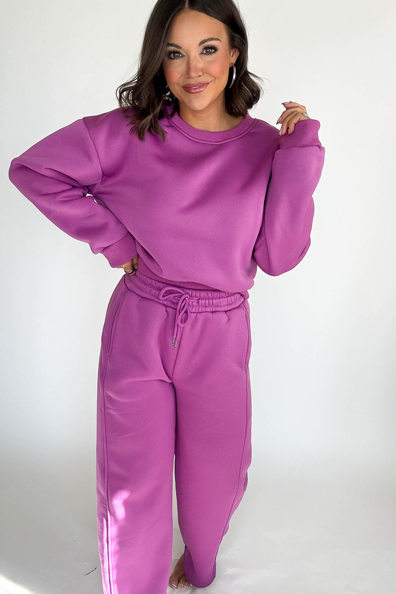 Cozy Grape Sweat Straight Leg Pant