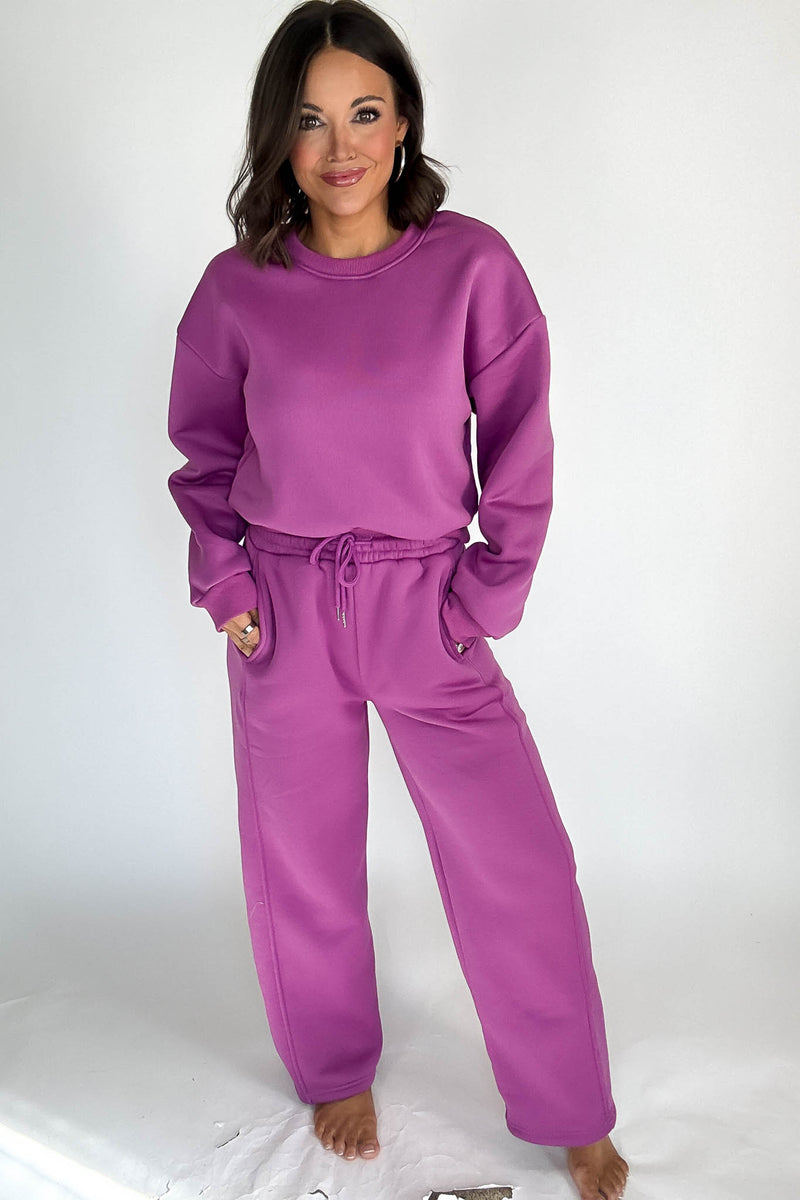 Cozy Grape Sweat Straight Leg Pant