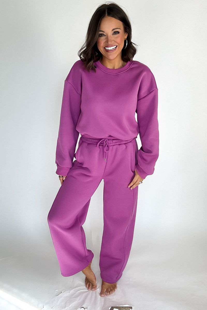 Cozy Grape Sweat Straight Leg Pant