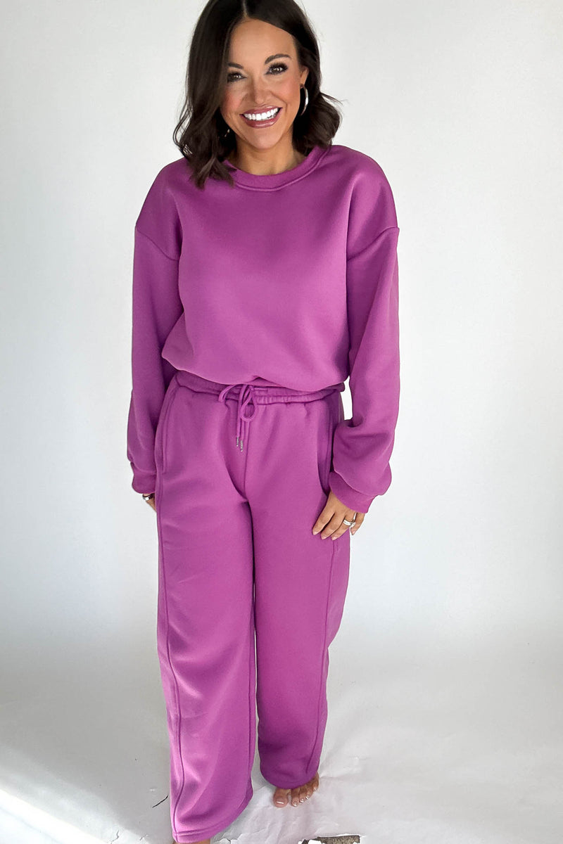 Cozy Grape Sweat Straight Leg Pant