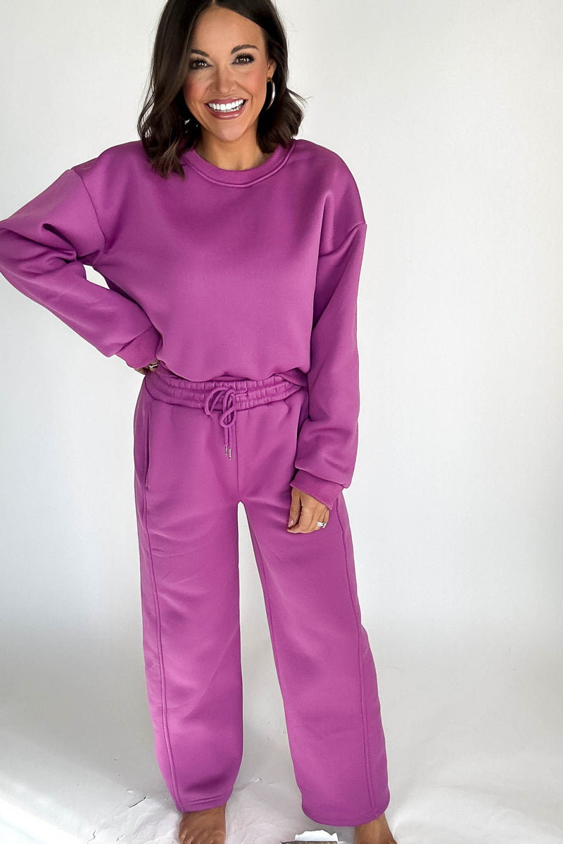 Cozy Grape Sweat Straight Leg Pant