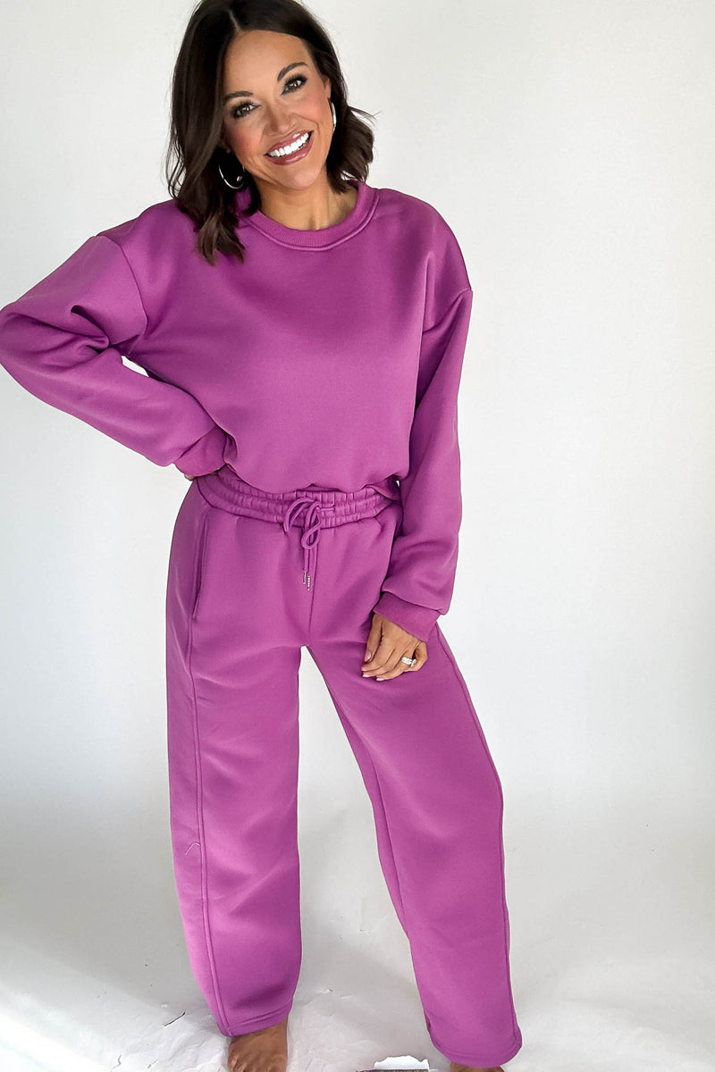 Cozy Grape Sweat Straight Leg Pant