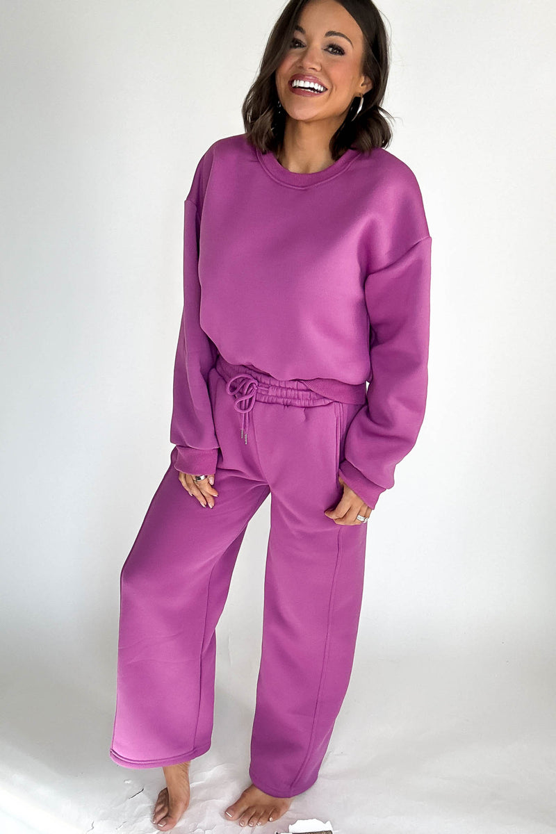 Cozy Grape Sweat Straight Leg Pant