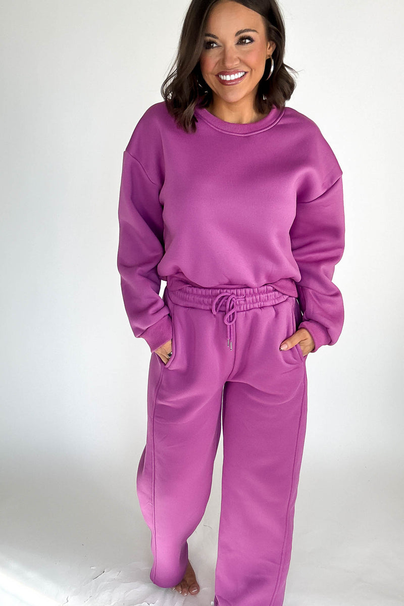 Cozy Grape Sweat Straight Leg Pant