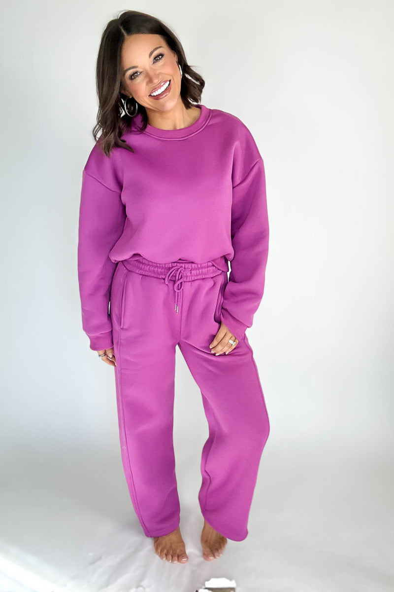 Cozy Grape Sweat Straight Leg Pant