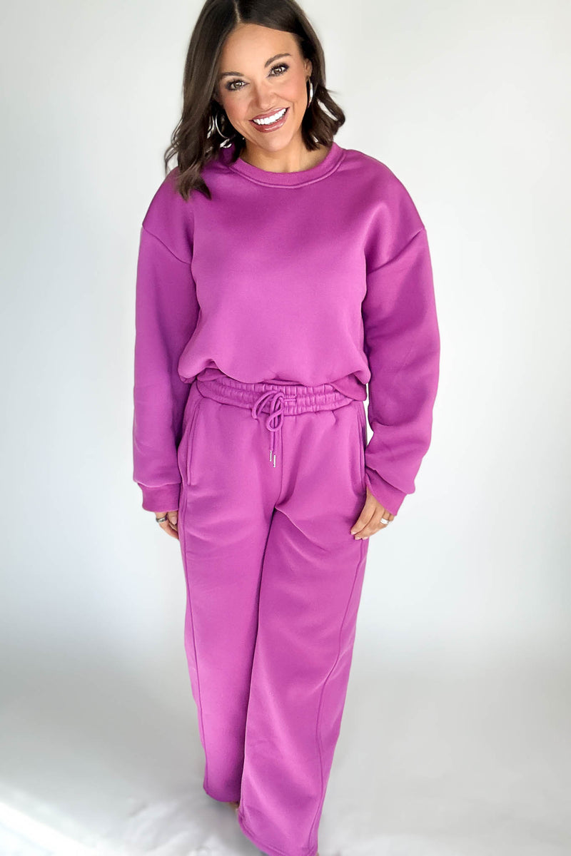 Cozy Grape Sweat Straight Leg Pant