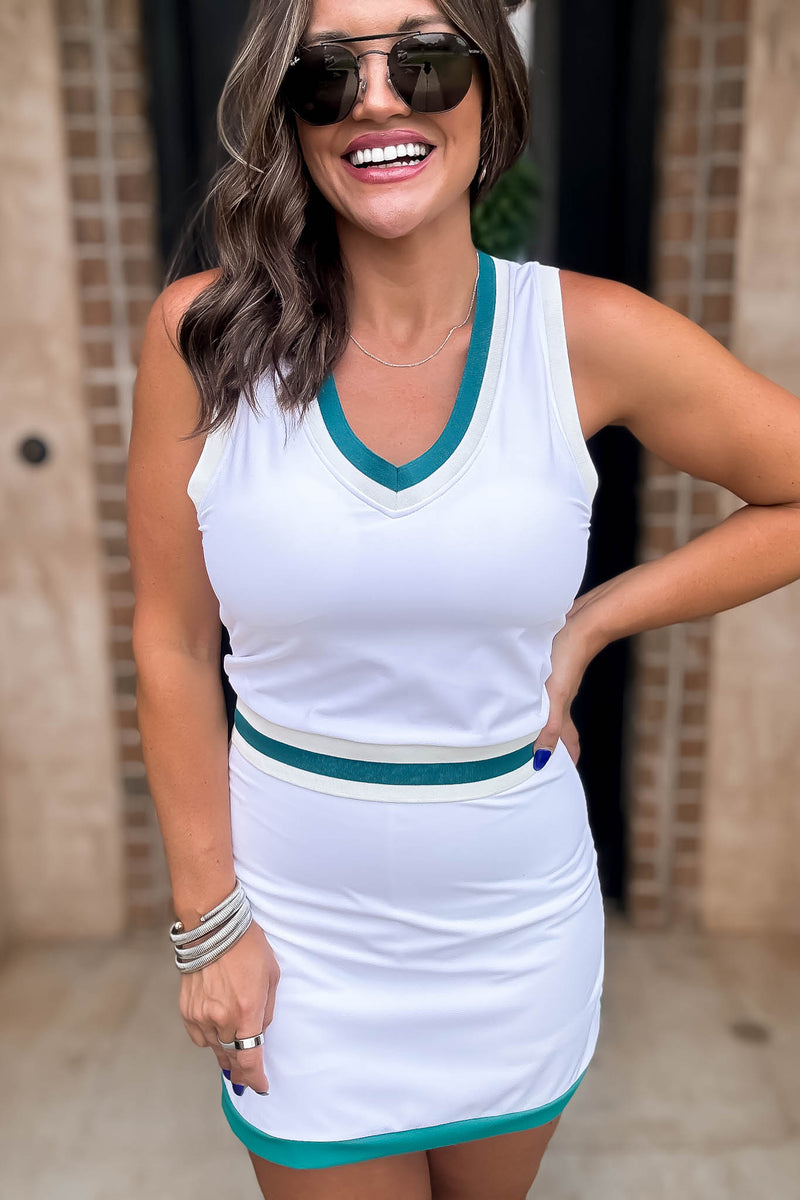 Mono B Teal Color Block Tennis Skort