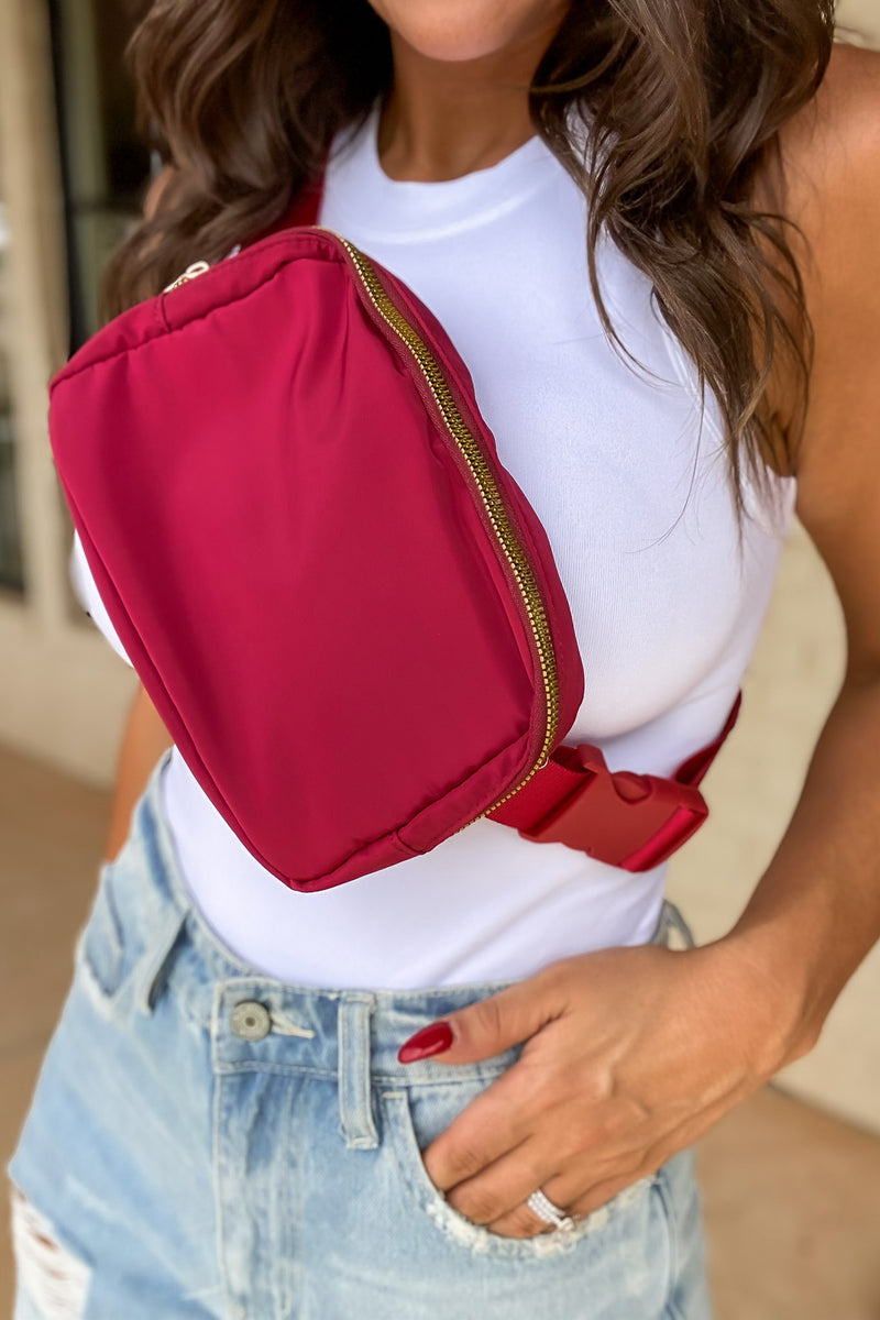 Waterproof Crimson Fanny Pack Belt Bag