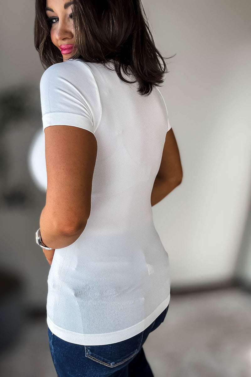 Seamless Round Ivory Neck Short Sleeve Top