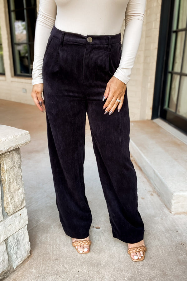 You Say It Best Black Corduroy Pants