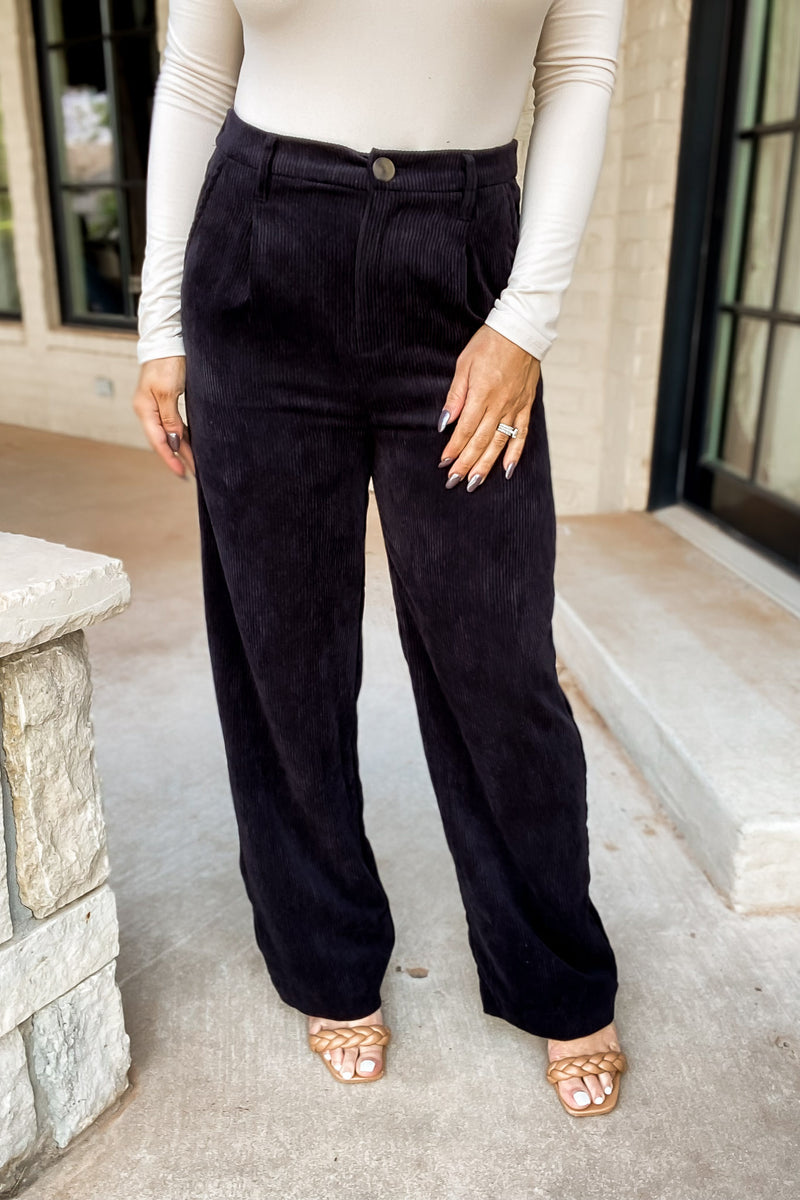 You Say It Best Black Corduroy Pants