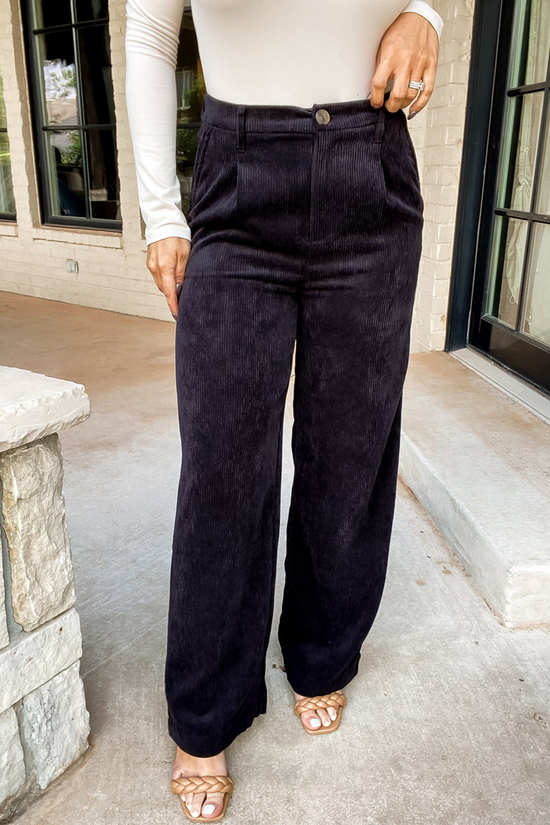 You Say It Best Black Corduroy Pants