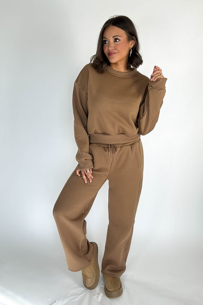Cozy Mocha Sweat Straight Leg Pant