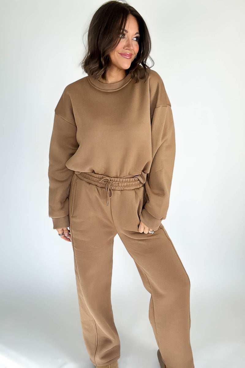 Cozy Mocha Sweat Straight Leg Pant