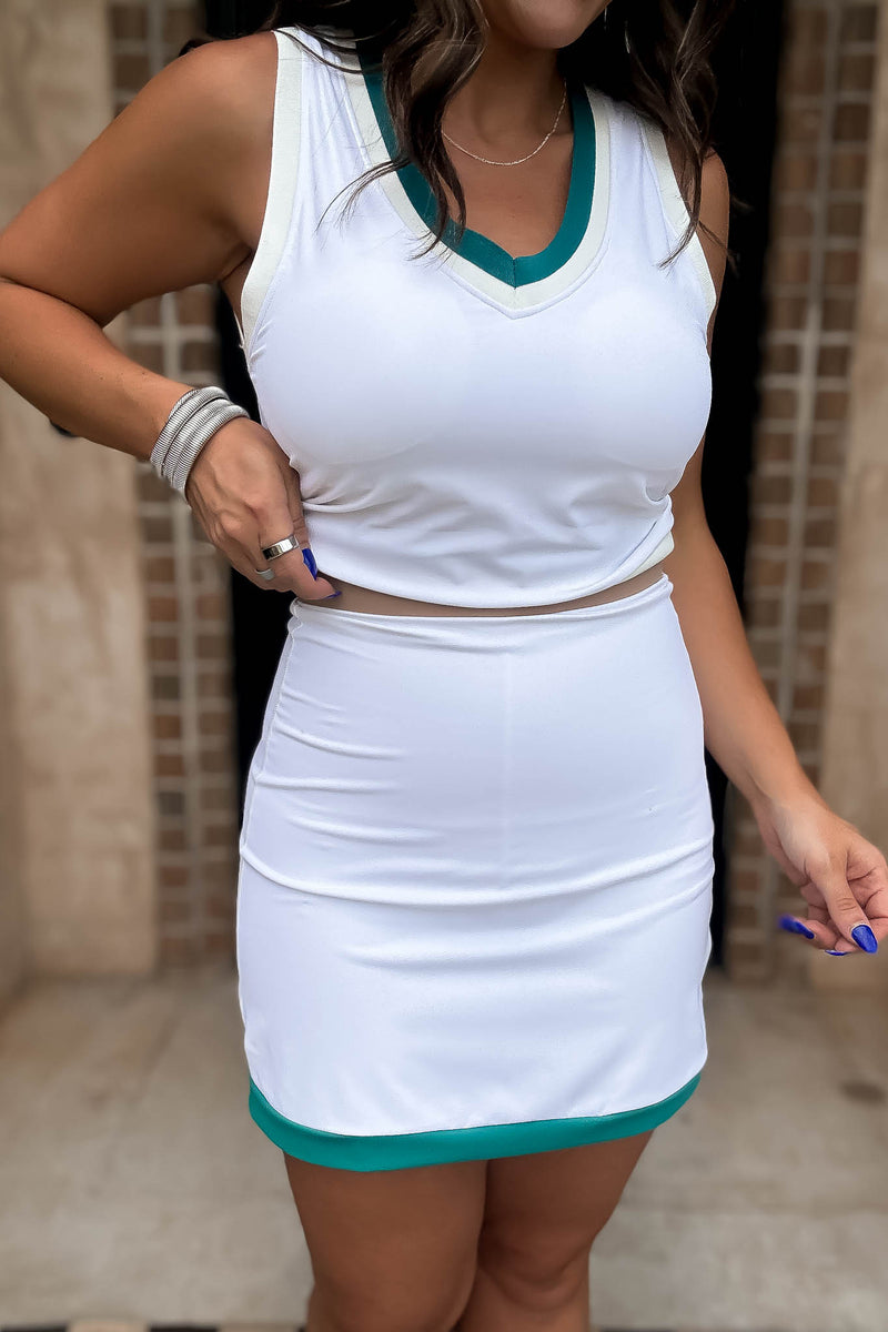 Mono B Teal Color Block Tennis Skort