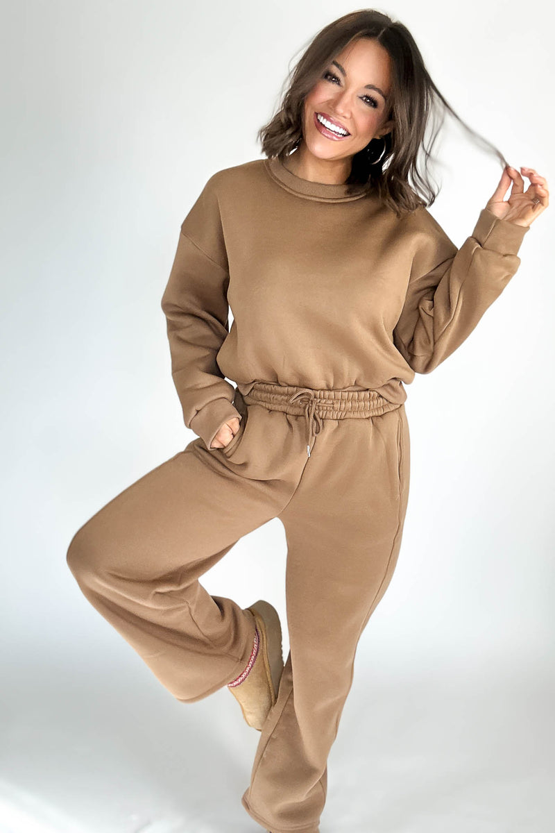 Cozy Mocha Sweat Straight Leg Pant
