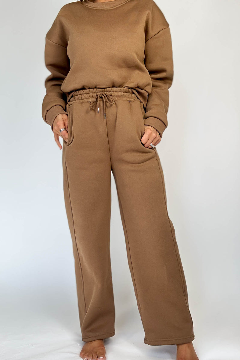 Cozy Mocha Sweat Straight Leg Pant