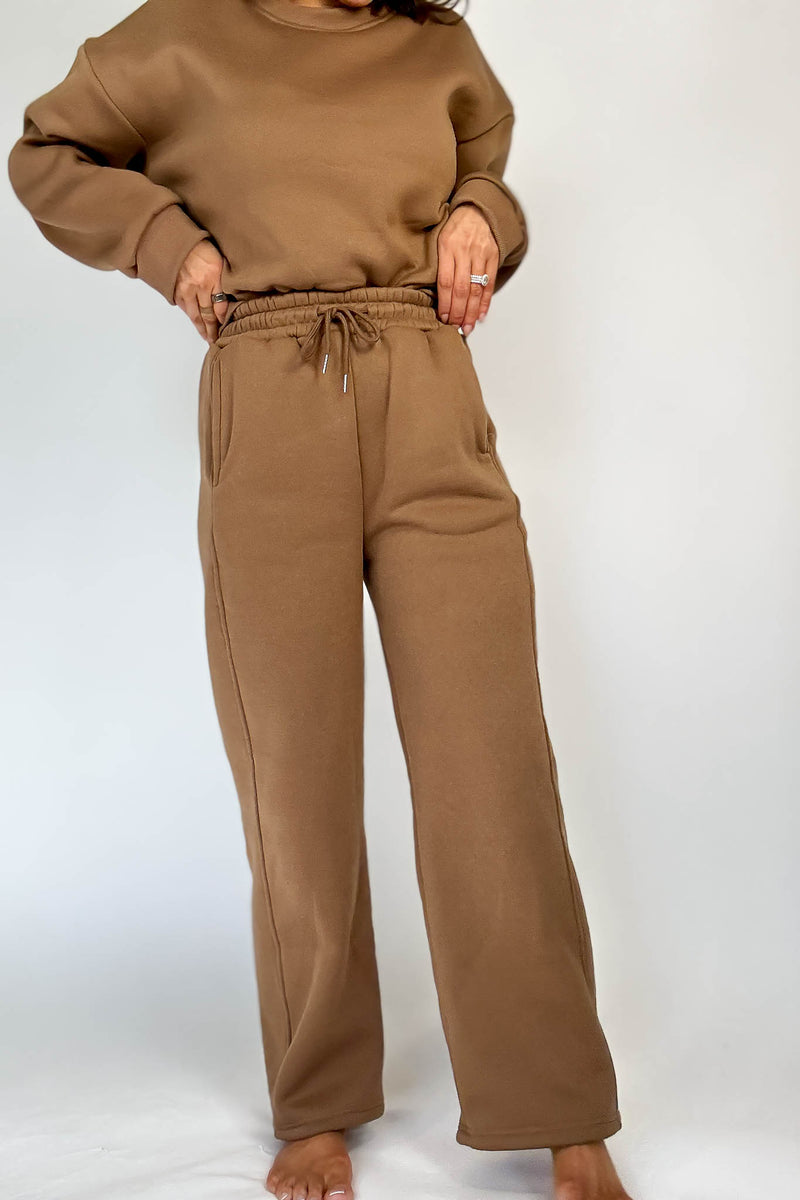 Cozy Mocha Sweat Straight Leg Pant