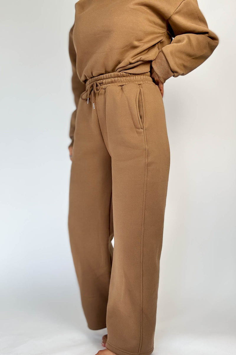 Cozy Mocha Sweat Straight Leg Pant
