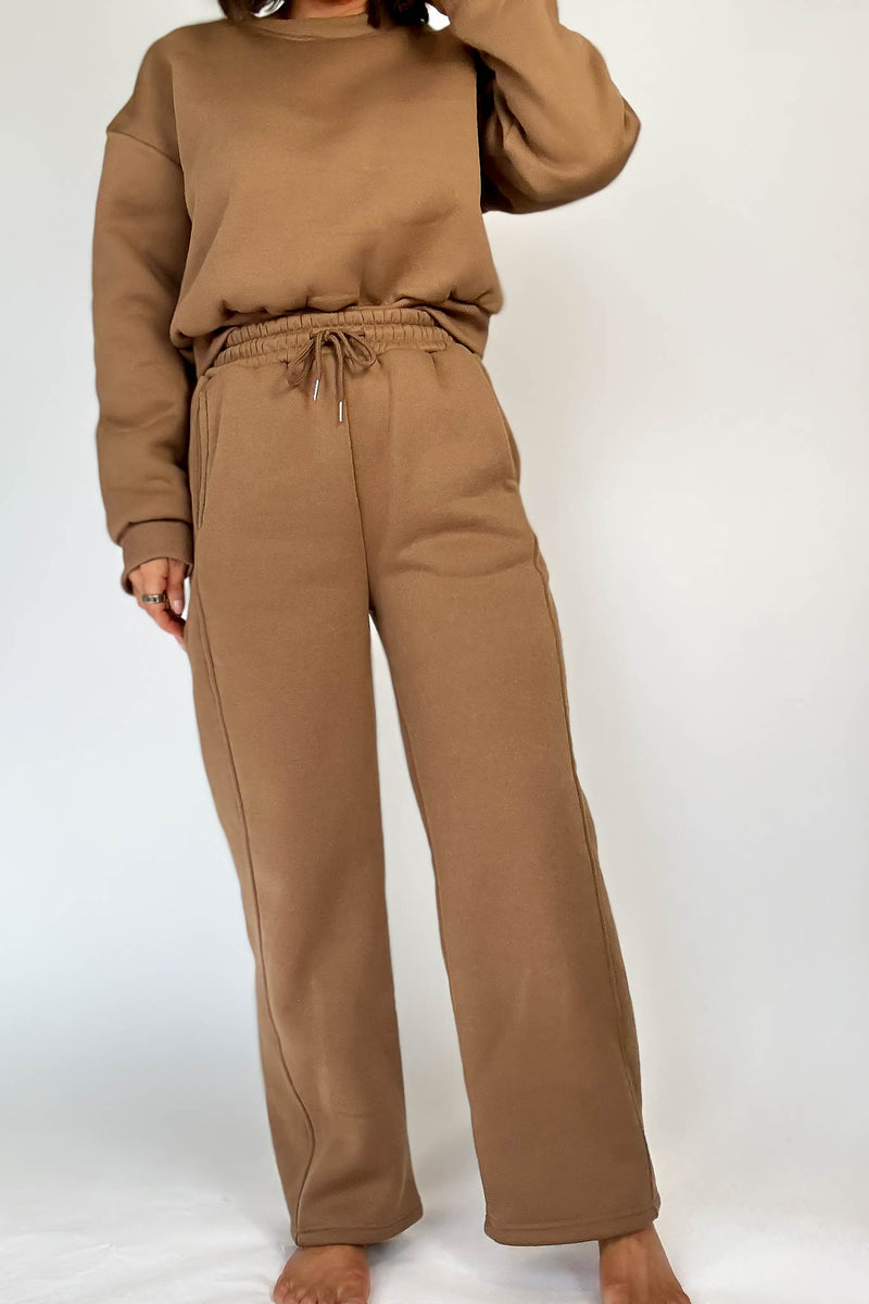 Cozy Mocha Sweat Straight Leg Pant