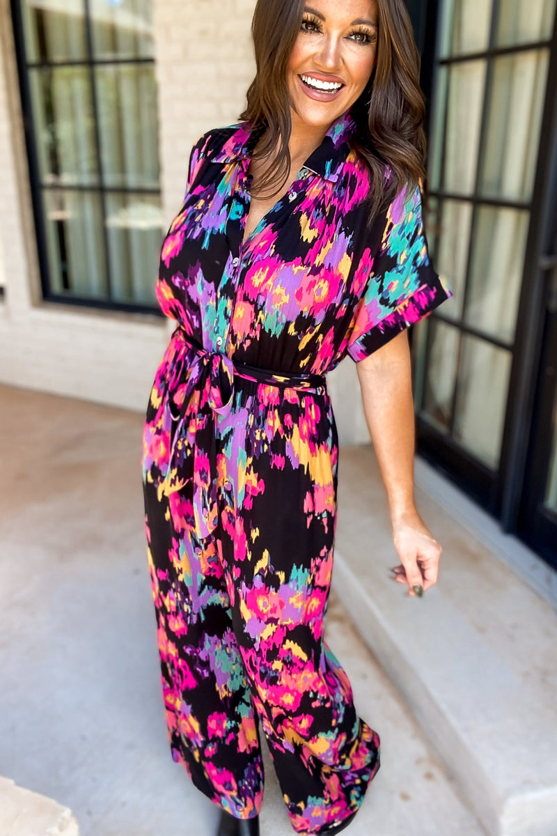 What A Girl Wants Print Notch Collared Neck Jumpsuits