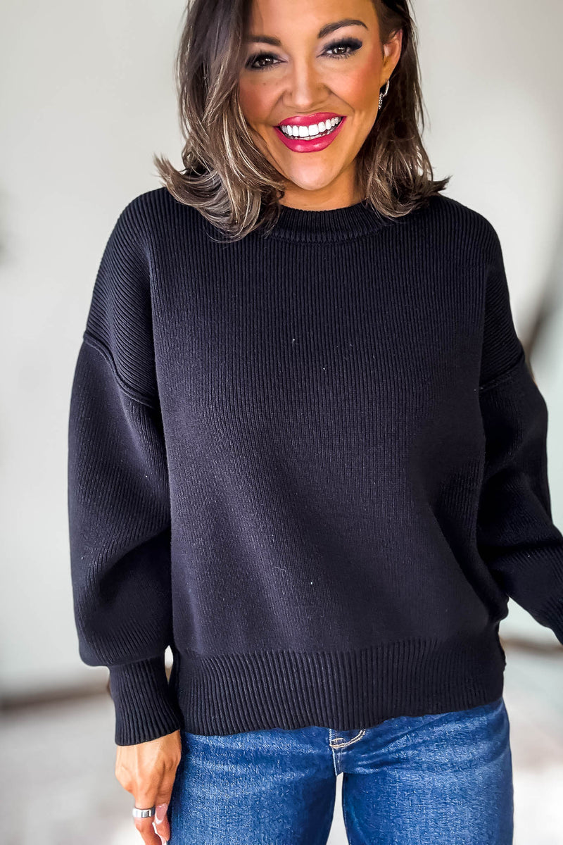 Exclusive Black Round Neck Sweater