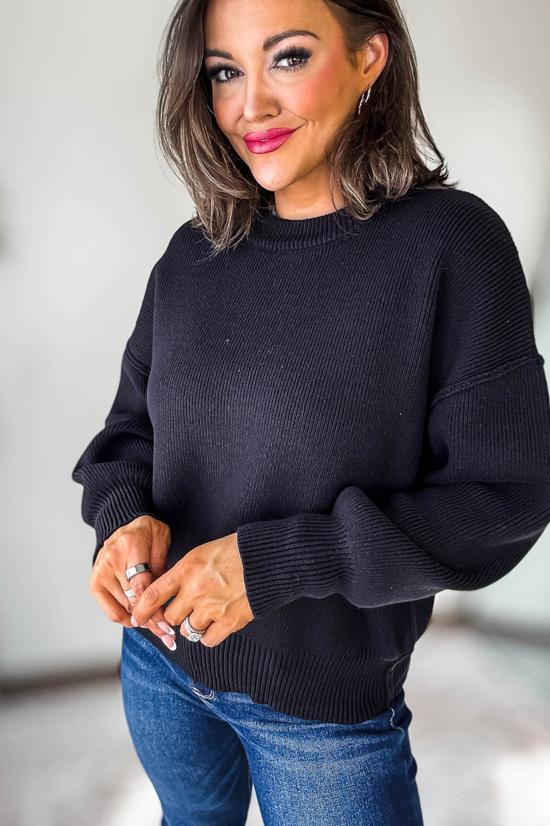 Exclusive Black Round Neck Sweater
