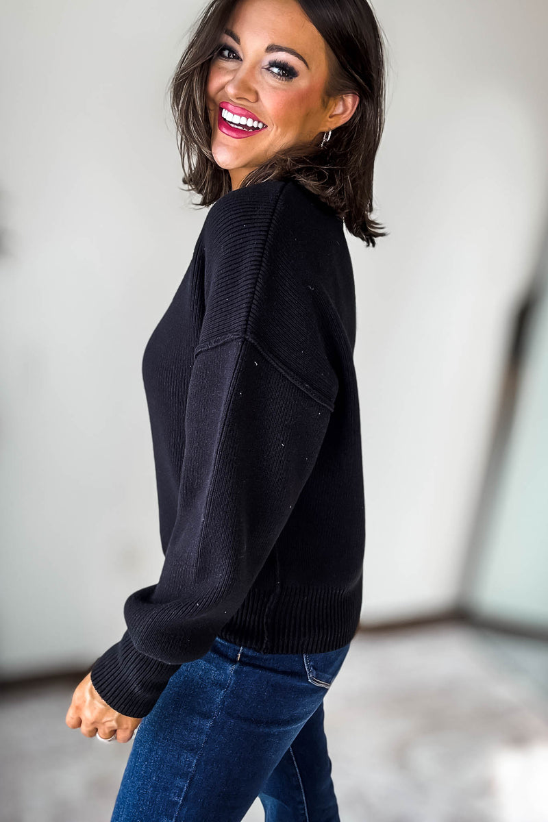 Exclusive Black Round Neck Sweater