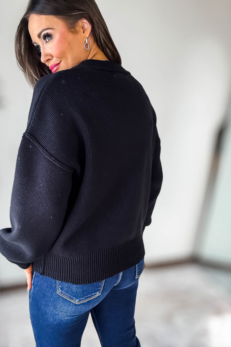 Exclusive Black Round Neck Sweater
