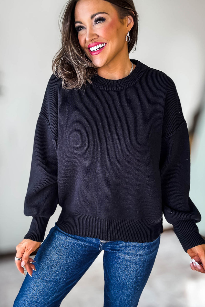 Exclusive Black Round Neck Sweater