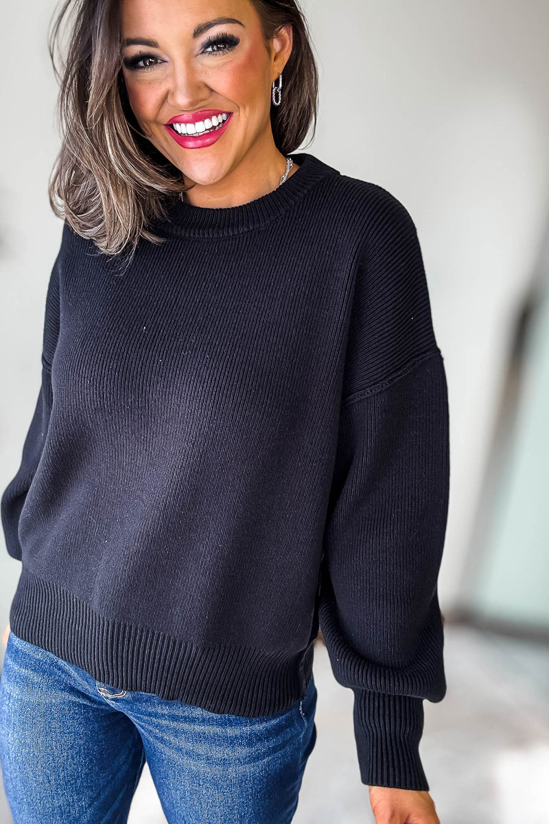 Exclusive Black Round Neck Sweater