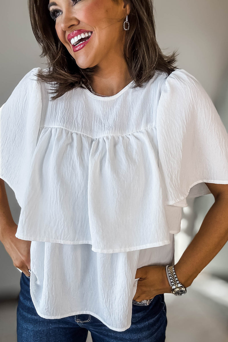 Double Ruffle Ivory Top