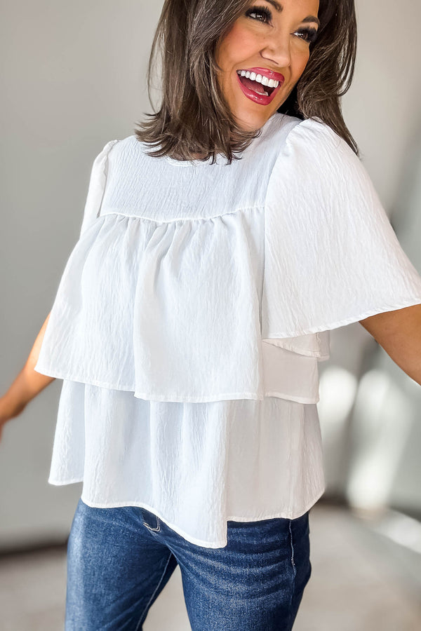 Double Ruffle Ivory Top