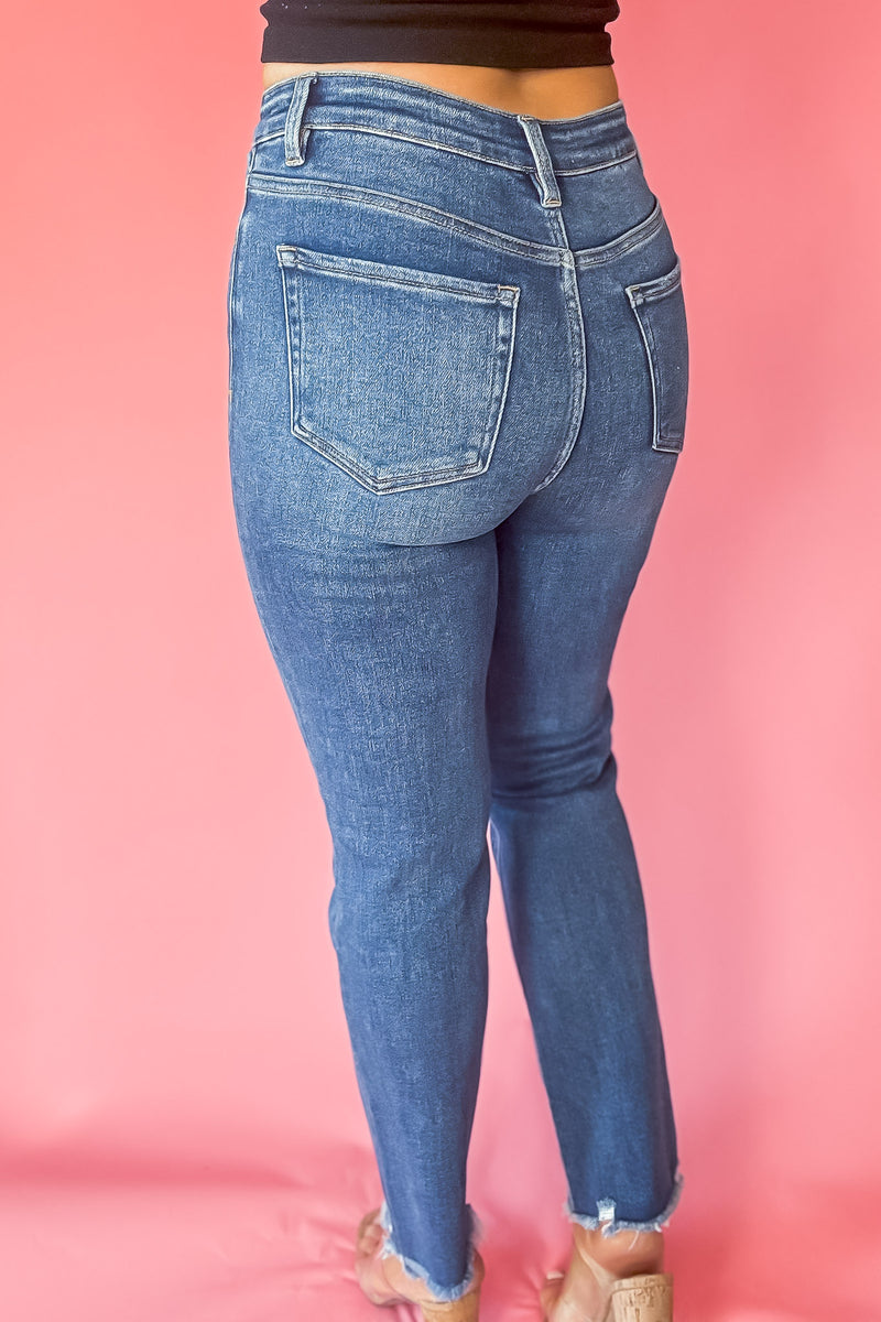 High Rise Crop Slim Straight Jeans