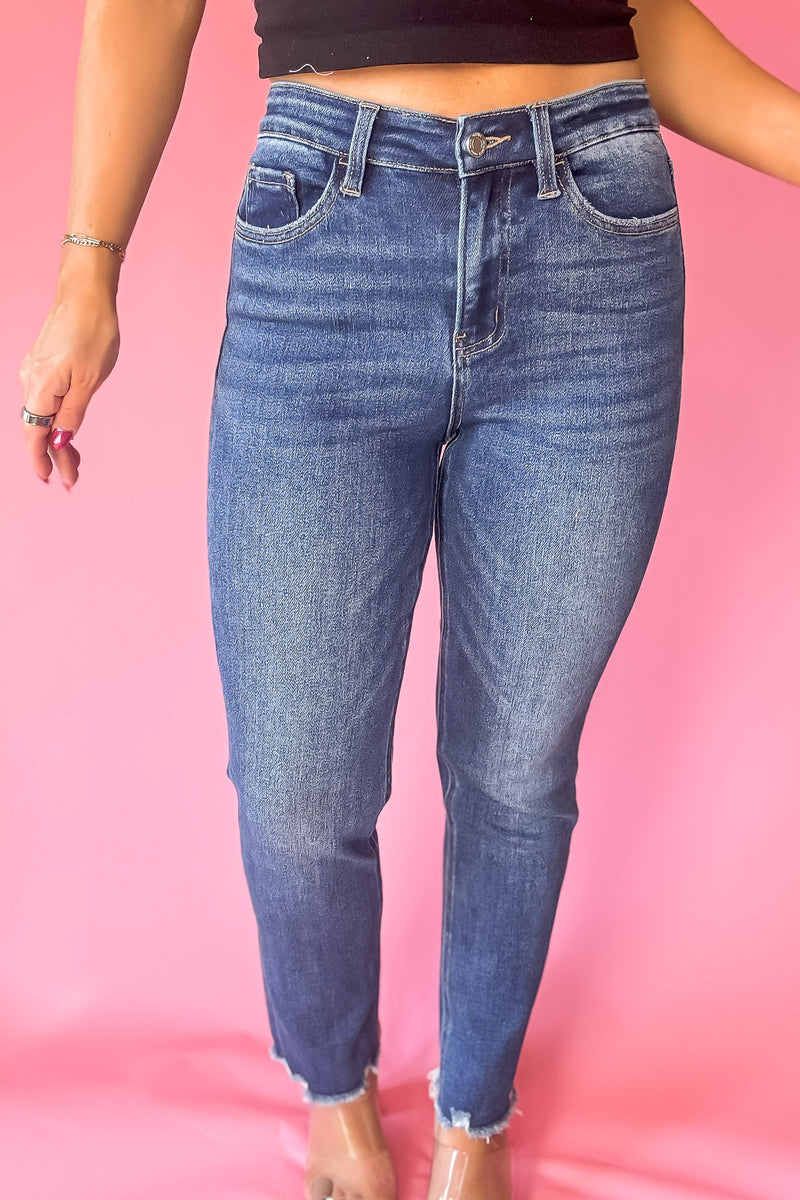 High Rise Crop Slim Straight Jeans