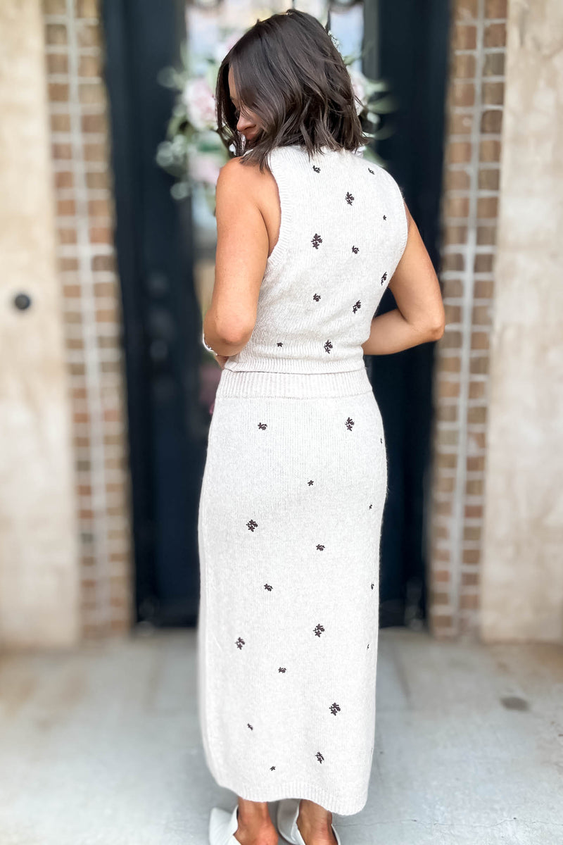 Le Lis Embroidery Detail Midrise Midi Skirt