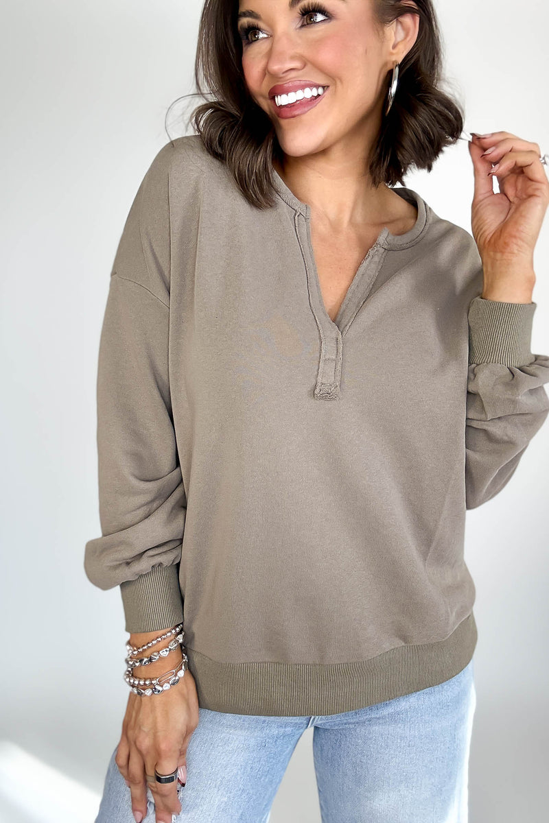 Taupe V Neck Pullover