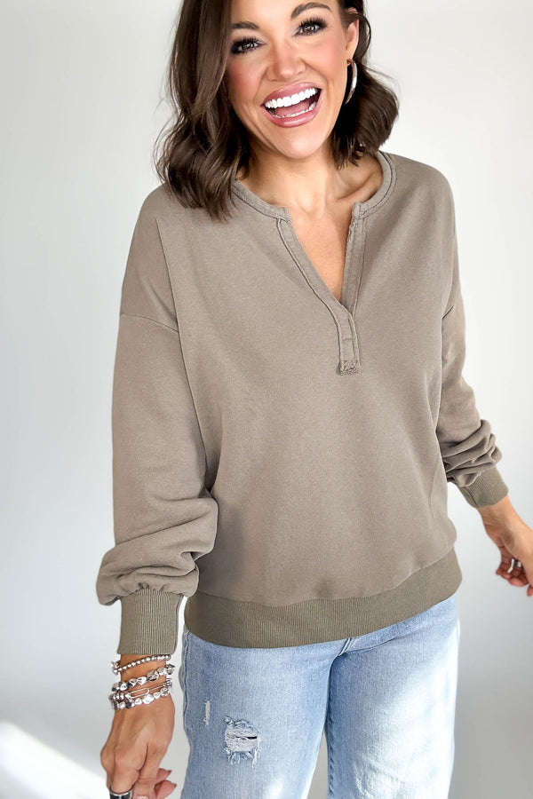 Taupe V Neck Pullover