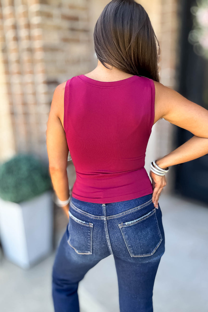 Love Tank Cabernet Seamless Round Neck Tank Top