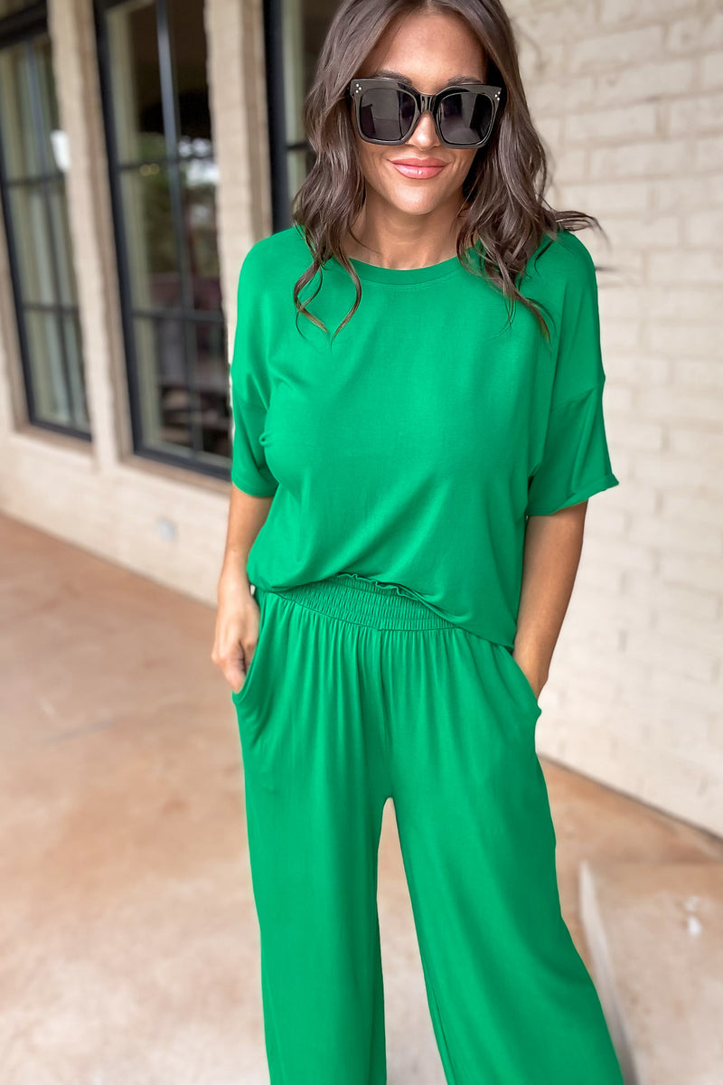Down To Earth Kelly Green Knit Pants