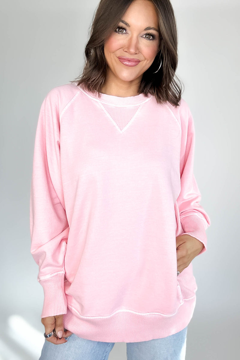 Stella Steal Dark Pink Pigment Dyed French Terry Pullover With Pockets (NO RESTOCK)