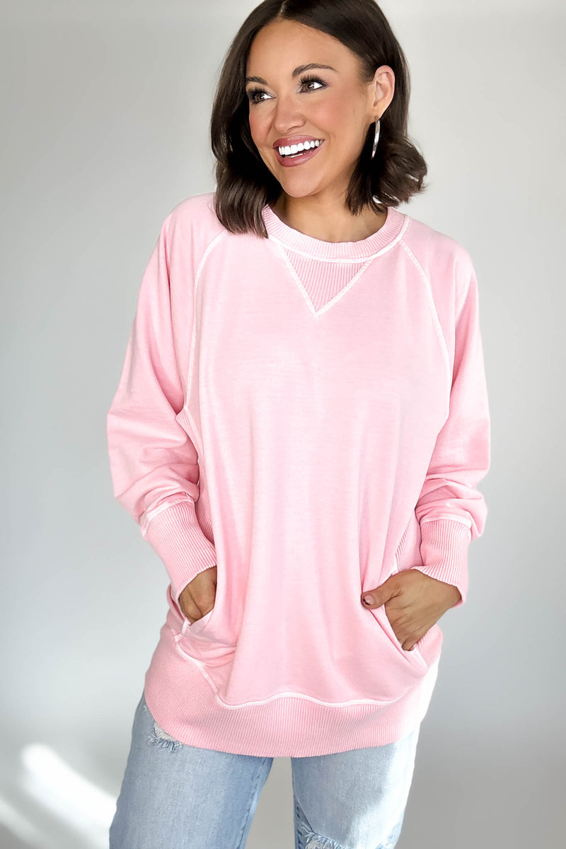 Stella Steal Dark Pink Pigment Dyed French Terry Pullover With Pockets (NO RESTOCK)